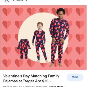 12 youth Valentine's Day Hearts Family Pajama Long Sleeve & Fitted Pant Set